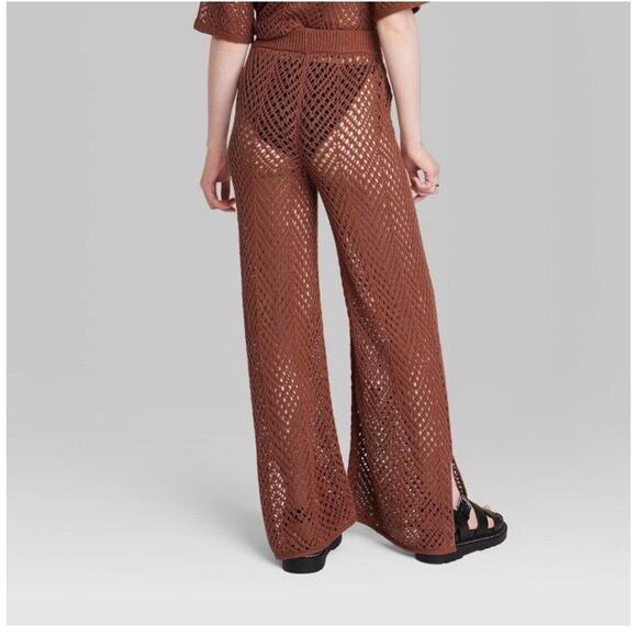 Wild Fable Dark Brown Leg Open Work Pants - Women's XS New - Picture 3 of 9